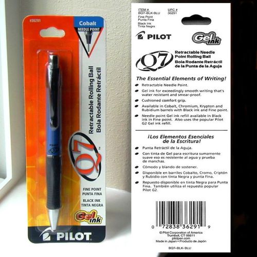 NEW SEALED PILOT Q7 GEL 0.7mm FINE BLACK INK COBALT BLUE BARREL PEN 36291