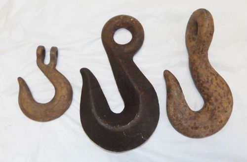 3 Large Vintage Grab Hooks Cable Chain Lifting Sling Eye