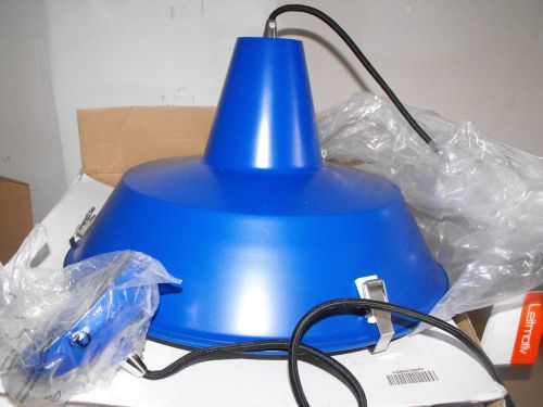 Hanging Barn Light 18&#034;Round Blue Aluminum NIB