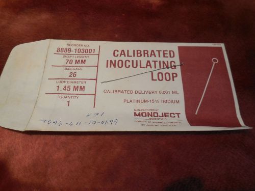 VINTAGE USED MONOJECT INOCULATING LOOP PLATINUM IRIDIUM 26 gauge, 70 mm length