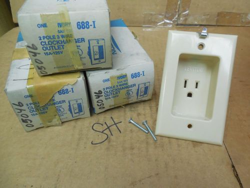 Leviton 2 pole 3 wire clock hanger outlet 688-i 688i 125v 15a 15 a amp lot of 3 for sale