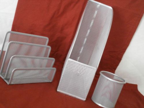 Silver Mesh Desk Organizer Set of 3.