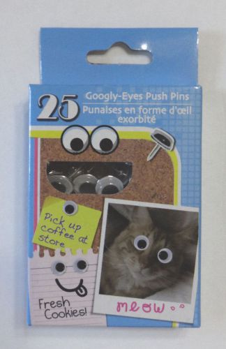 NEW 1 Box 25 GOOGLY EYE push pin thumb tack