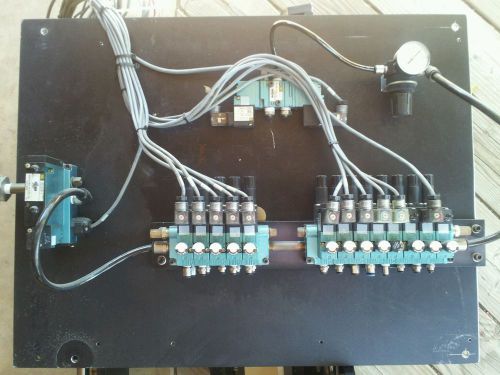 Pneumatic Mac valves, manifold, and regulator mounted on Aluminum plate