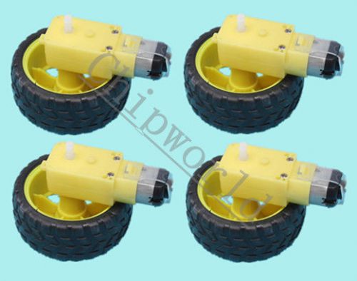 4pcs 3V-6V DC Hobby Motor Type TT Double-Shaft 1:120 Gear motor with Wheel