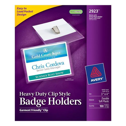 Avery Photo ID Badge Holders, 3 x 4 Inches, Box of 100 (2923)