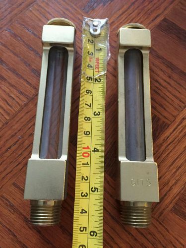 Vintage Liquid Level Column View Oil Gauge Screw Top Gold Finish NEW