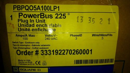 Square D PBPQO5A100LP1 Busway Plug In Unit NIB