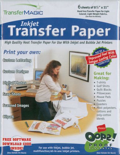 Ink Jet Transfer Paper 8.5&#034;X11&#034; 6/Pkg-