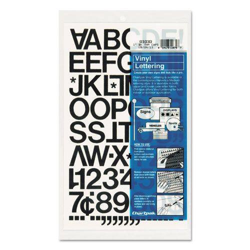 Press-On Vinyl Letters &amp; Numbers, Self Adhesive, Black, 1&#034;h, 88/Pack