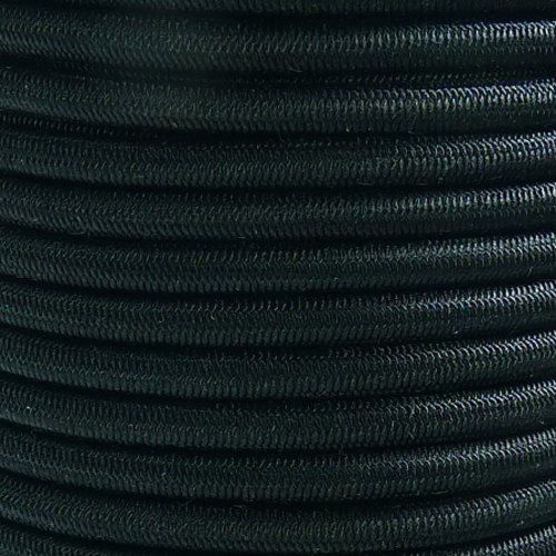 Shock Cord-BLACK 1/8&#034; x 50 ft. Spool. Marine Grade 2 Carabiners &amp; Knot Tying