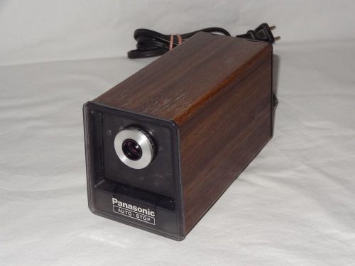 Vintage Panasonic Electric Pencil Sharpener Wood Grain KP-77S Auto-Stop Japan