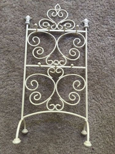 Pre-owned jewelry rack stand display scrolls hooks white ivory cream vintage for sale
