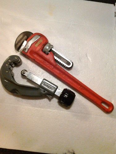 RIDGID 205 cutter &amp; 14 RIDGID pipe wrench