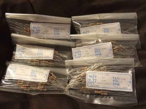 20K Resistors 1/2 Watt 5% Xicon 293-20K 100pc Per Bag   6 Bags = 600 pieces