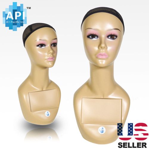 Realistic Plastic Female MANNEQUIN head lifesize display wig hat 18&#034; A2