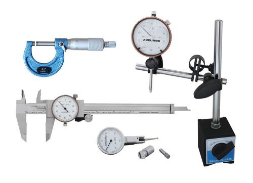 0-1&#034; dial indicator, mic., 60kg magnetic base, 6&#034; dial caliper, &amp; test indicator for sale