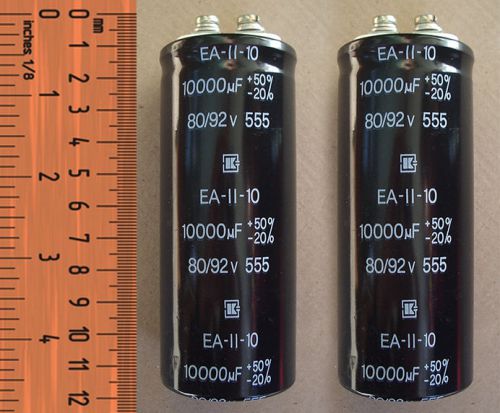 2PCS Capacitor KEA 11-10 10000uF +50%-20% 80/92V Aluminum Oxide Electrolytic NOS