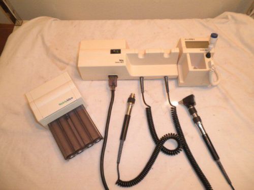 Welch allyn 767 transformer w/otoscope head, 2 handles, &amp; suretemp 4 thermometer for sale