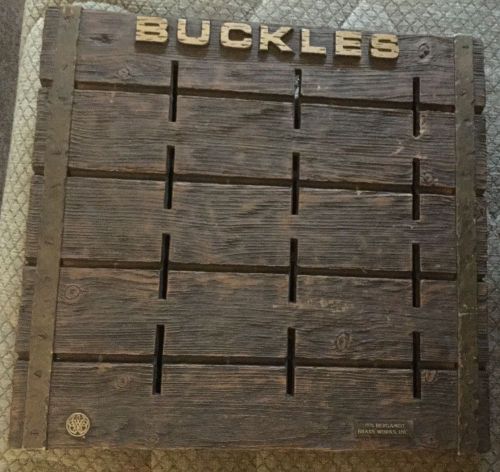 Belt buckle display board, lightweight wood grain plastic for 12 buckles for sale