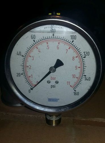 Wikai 0160 psi 0-11 bar fluid filled 4&#034; pressure gauge great used condition. for sale
