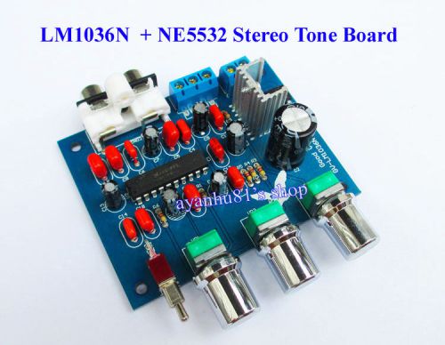 AC/DC 12V LM1036N Dual Channel Stereo Tone Board NE5532 Audio Pre Amp Amplifier