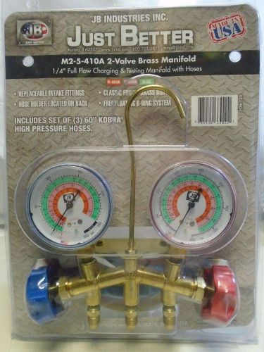 NEW JUST BETTER M2-5-410A 2-VALVE BRASS MANIFOLD W/ HOSES