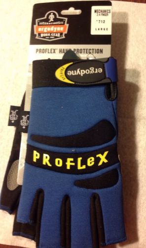 ERGODYNE PROFLEX 712 FINGERLESS MECHANICS WORK GLOVES LG, BLUE SYNTHETIC LEATHER