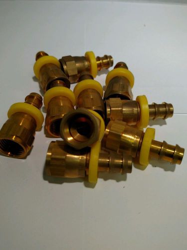 HOSE FITTING 3/8&#034; PUSH LOCK X 3/8&#034; JIC FEMALE SWIVEL BRASS QTY 1