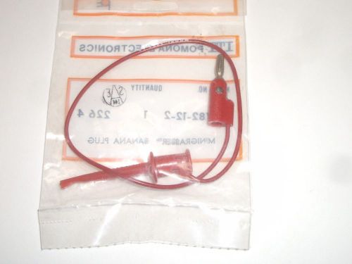 POMONA 3782-12-2 12&#034; RED BANANA PLUG TO MICRO GRABBER TEST LEAD CLIP