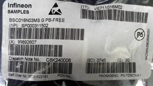 30-pcs n-channel 30v 100a infineon bsc016n03ms g 016n03 bsc016n03msg for sale