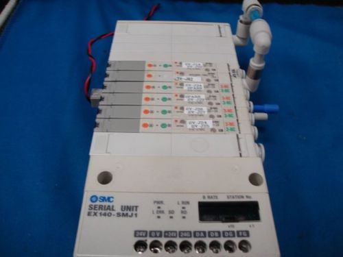 SMC SOLENOID 6 VALVE BLOCK EX140-SMJ1 SERIAL RS485 PNEUMATIC AUTOMATION DEVICE