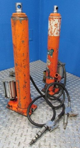 PAIR OF 8 ton CENTRAL HYDRAULICS LONG RAM ROUND BOTTOM HEAVY DUTY JACK AIR/HYD