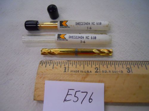 2 NEW KENNAMETAL 6 MM DIAMETER CARBIDE ENDMILL. 4 FL. KC610 COATED USA MADE E576