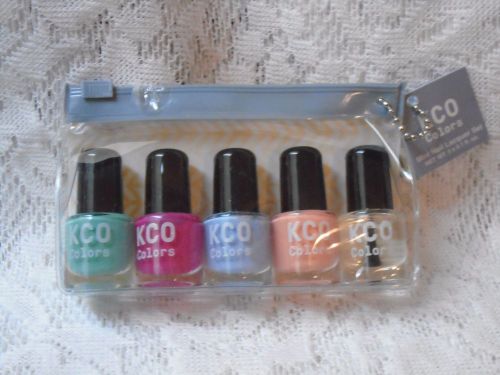 New Sealed unopened KCO COLORS Set of 5 Mini NAIL POLISH with BAG