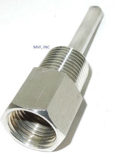 Thermowell 304ss 1/2&#034; fpt x 4&#034; l x 1/2&#034; mtp protection tube, 9.4mm id &lt;615er03 for sale