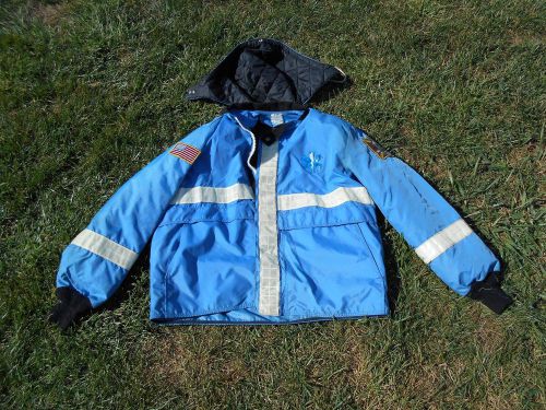 FIRE &amp; RESCUE SQUAD JACKET/ SIZE XL Reflective Strips / STA 188/ LINER&amp; HOOD