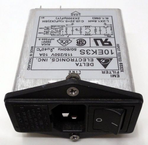 DELTA ELECTRONICS10EK3S EMI FILTER POWER ENTRY MODULE ASSEMBLY