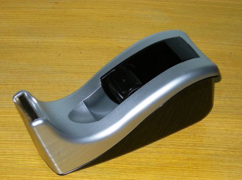 SCOTCH TAPE DISPENSER C60 DESKTOP OFFICE SILVER &amp; BLACK PLASTIC VERY GOOD SHAPE