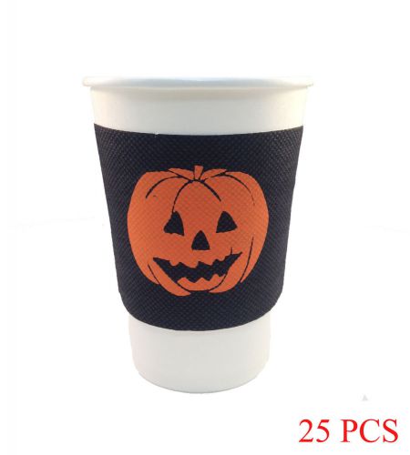 16 20 24 OZ Cold Cup Drink Sleeves Holder Halloween Party Pumpkin New 25 PCS