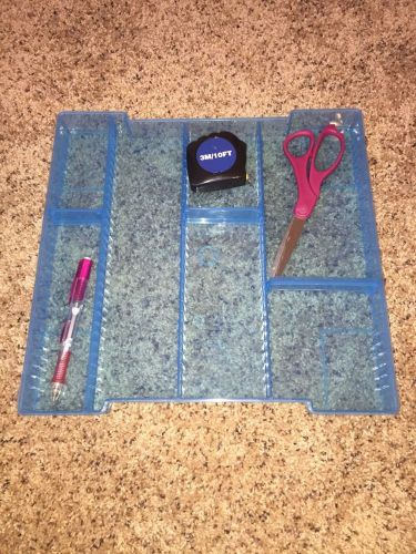 Plastic Blue Drawer Organizer Tray Scrapbook Case