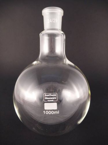 Flat bottom round flask 1 neck 24/29 joint auschems glassware australia 1000ml for sale
