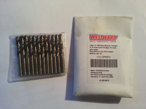 (12) Bits,  LETTER DRILL &#034;A&#034;  WESTWARD 5PMF2 Jobber Drill Bit, HSS .2340 dia.