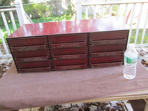 Vintage Industrial Mid-Century Gas Station Machine Shop 9 Drawer Cabinet.