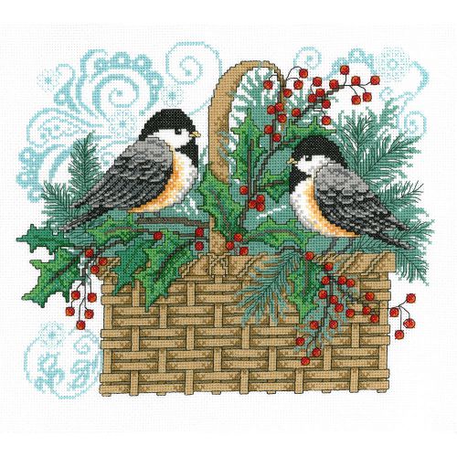 &#034;Winter Chickadee Basket Counted Cross Stitch Kit-11&#034;&#034;X9.25&#034;&#034; 14 Count&#034;