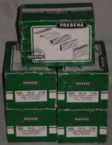 *PREBENA FB-10 C NK*Industrial STAPLES*3/8&#034; Galv Finish*5000 Each Box*5 BOXES*NR