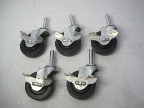 1577 Lot(5) Swivel Caster Wheels W/ Stop 3&#034; Good Condition FREE Ship Conti USA