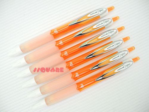 6 x Uni-Ball Signo UMN-207 F 0.7mm Fine Retractable Rollerball Gel Pen, Orange