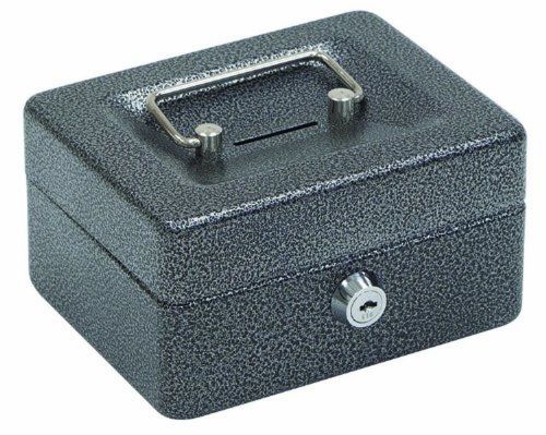 Hercules CB0604 Key Locking Cash Box 6&#034; x 4.62&#034; x 3&#034; Recycled Steel Silver Vein