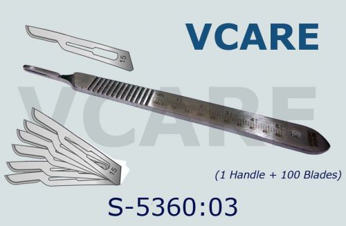 Flat Scalpel Handle with scale Marking+100 Pcs Scalpel Blades 15# scalpel blades
